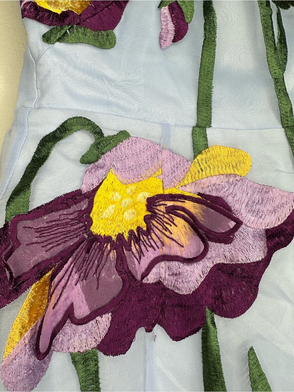 Anthropologie Maeve Floral Appliqué Embroidered Organza Strapless Mini Dress M - Picture 10 of 16